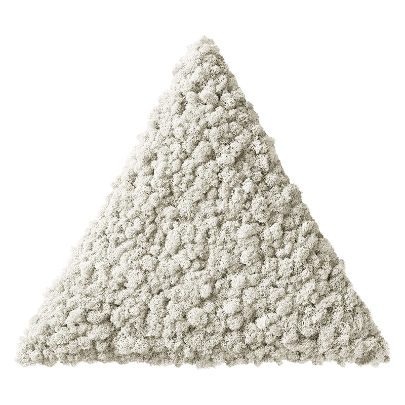 Polarmoss Triangle. Colored moss interior design element. Color Lichen 01 Size 54 x 54 cm (21